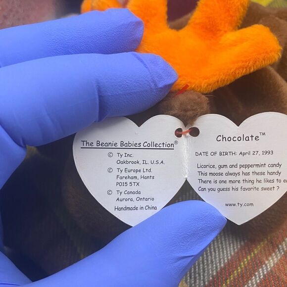 Mint condition rare/retired, part of original 9 BBs, Chocolate the Moose - Picture 7 of 11